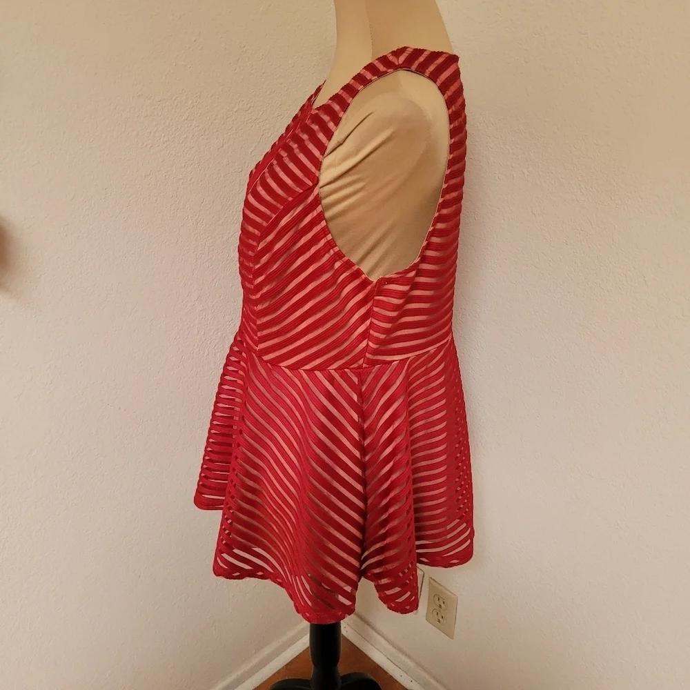 Torrid Knit Shadow Striped Peplum Top - Picture 5 of 6